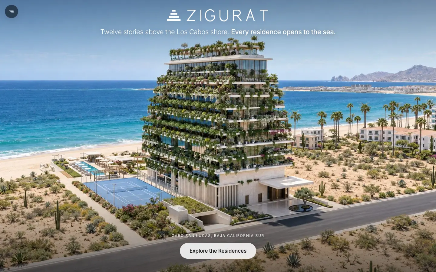 The Zigurat showroom: the tower in Los Cabos, with each floor ready to walk into
