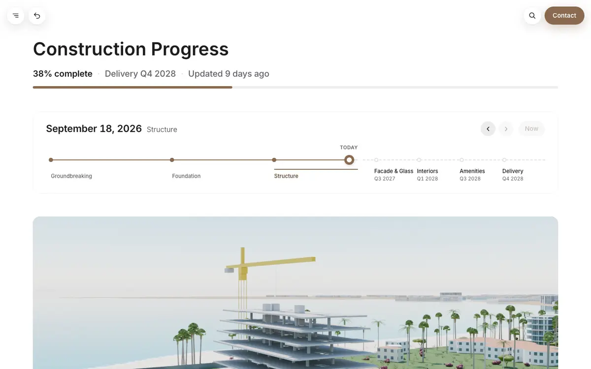 Zigurat construction progress timeline